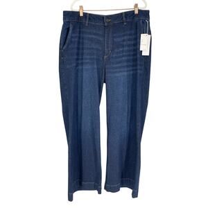 Liz Claiborne Jeans Womens 14 Dark Wash Wide Leg Whiskering 31.5" Inseam